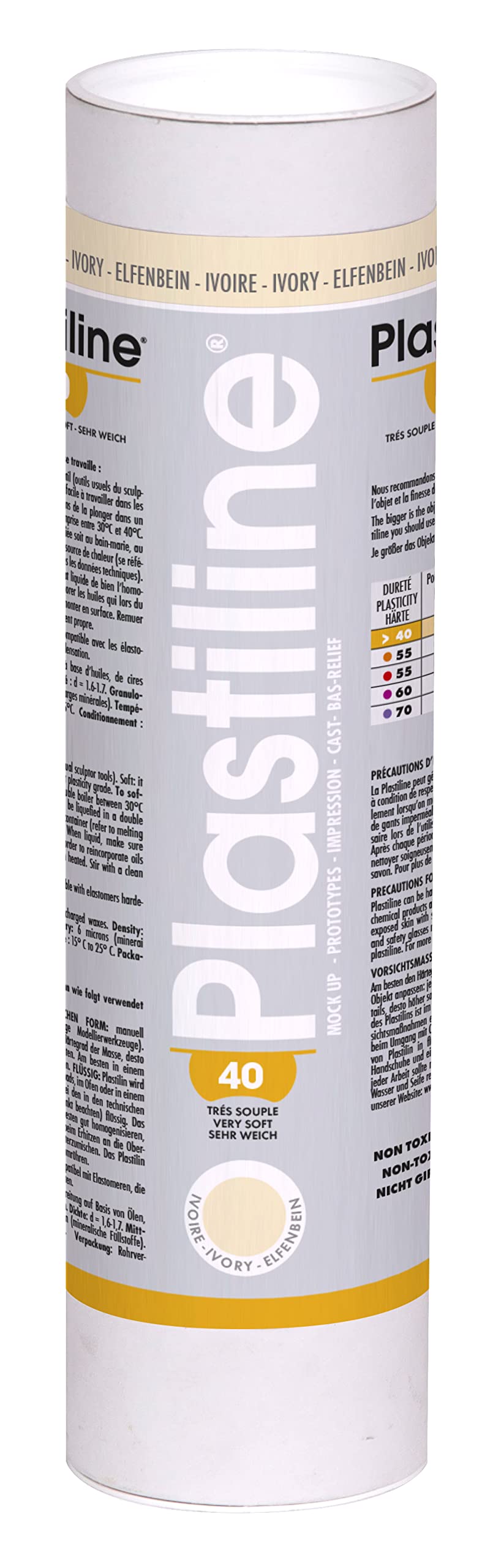 Plastiline 1140T - Plastiline tube - Modelling Paste, High Precision , Sculpting, Moulding - Hardness 40 (very soft) - 1 kg - Ivory shade. Made in France — image 1