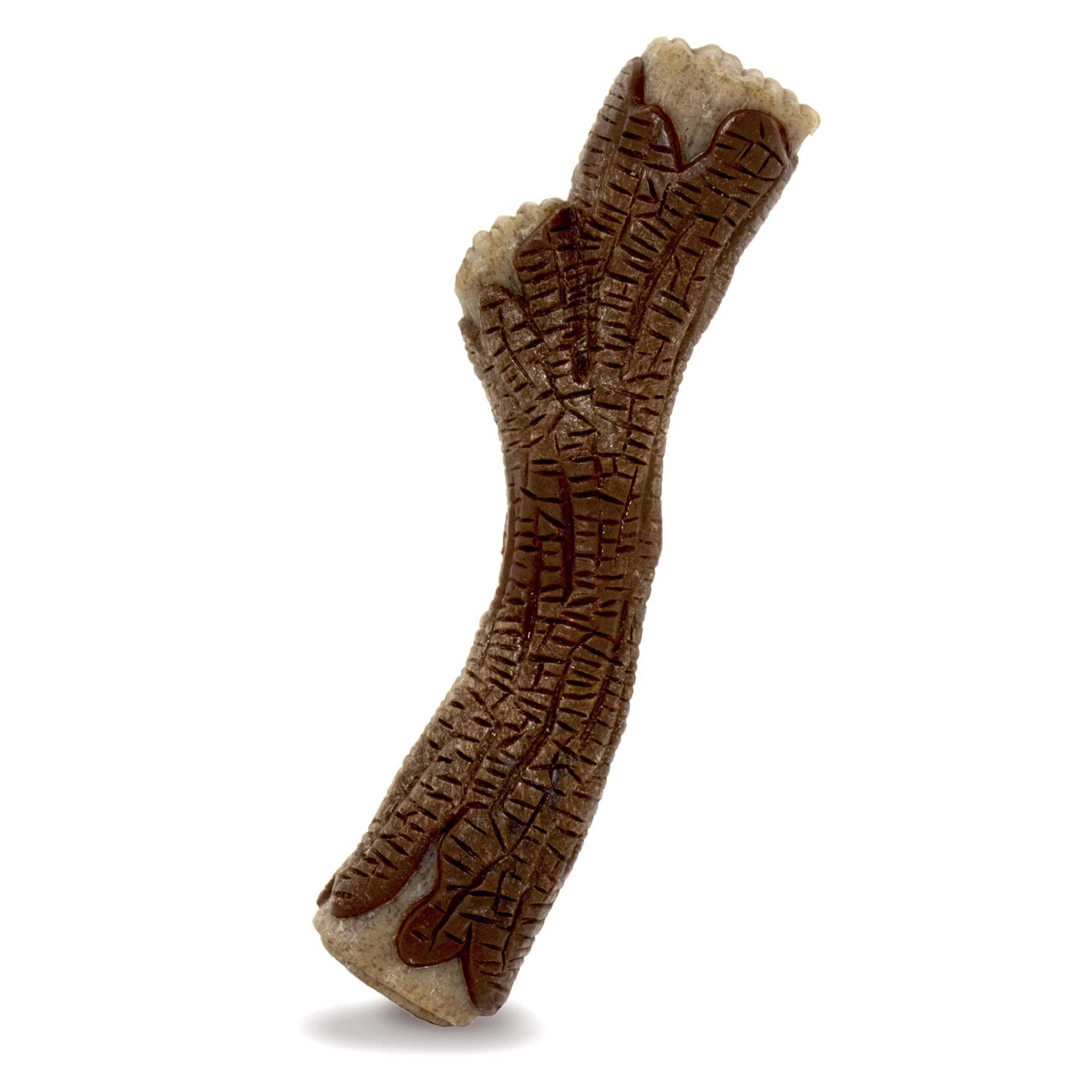 Photo 1 of Nylabone Real Wood Stick Toy Strong Chew Toy for Dogs, Rubber Dog Toys for Moderate & Aggressive Chewers, Bacon Flavor, Medium  in- Up to 35 lbs, 1 Count