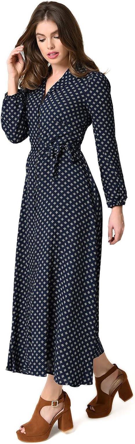 Amazon 1960年代スタイルネイビーブルー タンダイヤモンドパターン長袖shirtwaistドレス Us サイズ L カラー ブルー ワンピース チュニック 通販 Amazon 1960年代スタイルネイビーブルー タンダイヤモンドパターン長袖shirtwaistドレス Us サイズ L カラー ブルー ワンピース チュニック 通販