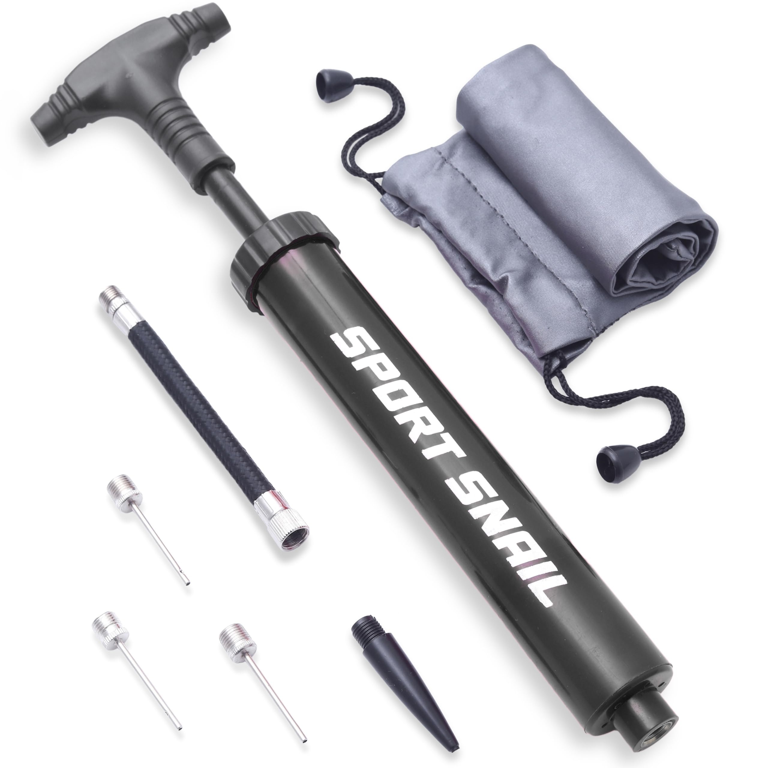 Photo 1 of Hand Pump for Balls - Portable Ball Air Pump with Needle 3 pcs and Compact Case - Small Sports Inflator - Volleyball, Soccer, Basketball - Manual Inflation Devices (Black)