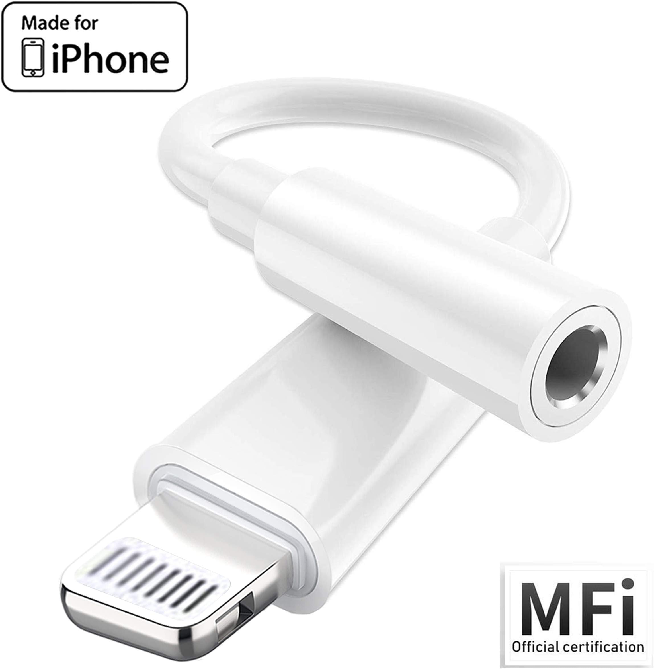Updated Version Lightning to 3.5mm Headphones Jack Adapter, [Apple MFi Certified] iPhone Headphone Adapter Aux Cable Cord Earphones Dongle Compatible for iPhone 11/Xs/XR/X/8/7 Support All iOS -White