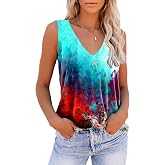 ETCYY Women's Sleeveless V Neck Tank Tops Summer Trendy 2025 Causal Cute Printed Loose Fit Workout Athletic Yoga Shirts