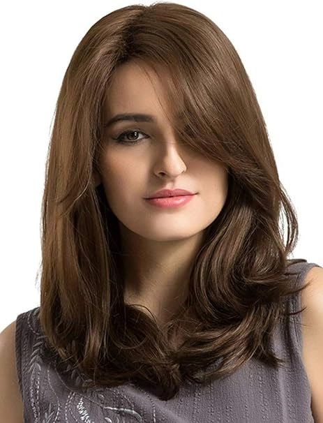 Alizz Brown Full Wig Step Cutting Out Curl Pony Tail Feather Laser