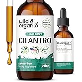 Wild & Organic Cilantro Drops - Detox Cleanse with Liquid Cilantro Supplement - Coriander Leaf Extract Tincture - Vegan, Sugar & Alcohol-Free - 2 fl oz