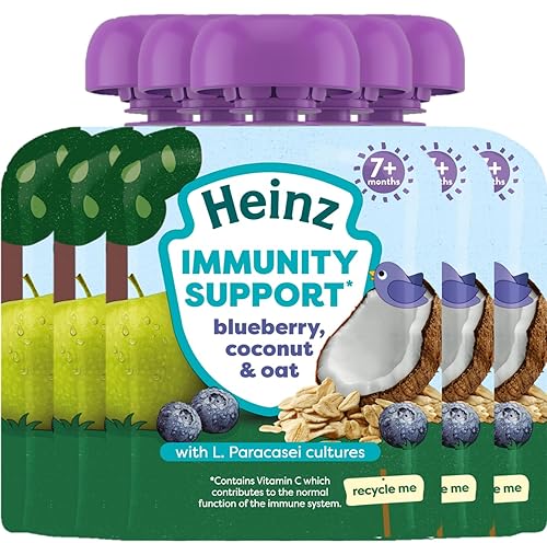Heinz Baby Food Blueberry, Coconut & Oat Immunity Support Pouch 6x85G