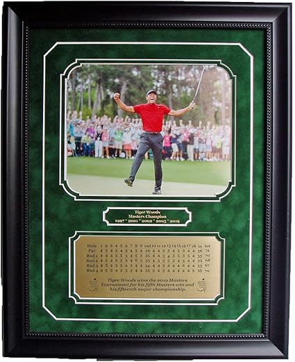 Amazon Com Gfsf Tiger Woods Celebrating 2019 Masters Championship 8x10 Professionally Framed With Engraved Scorecard Nameplate Sports Outdoors