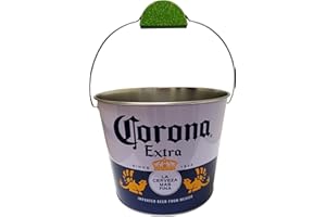 The Tin Box Company Corona Beverage Bucket with Wire Handle and Lime Grip, White and Blue