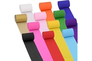 Oubest 12 Rolls Crepe Paper Streamers Party Decorations for Birthday, Wedding, Graduation, Halloween, Christmas, 2.2 inch Wide Colorful Party Streamers Doorway, Wall, Backdrops, Ceiling Decor