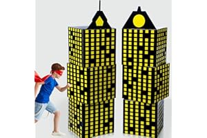 Weekgrat 6 Pcs Large Hero Party Favor Boxes 11 Inch Skyscraper City Gift Hero Theme Candy Treat Boxes City Skyline Buildings Heroes Centerpiece for Boys Girls Birthday Party Decoration(Bright Color)