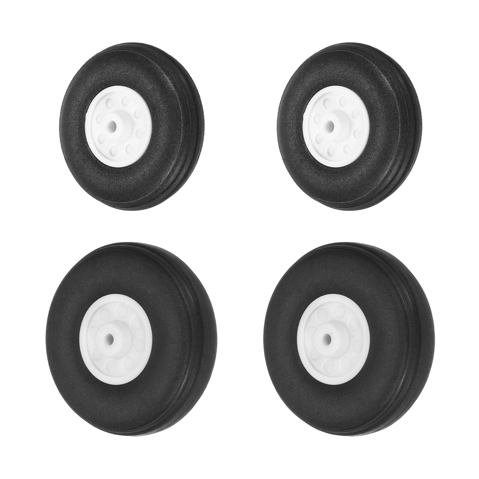 sourcing map RC Airplane Wheels Set, 1.3"/1.5" Dia RC Airplane Aircraft Rubber Foam Wheel Replacement for DIY Model Plane Aircraft Helicopter Pack of 4