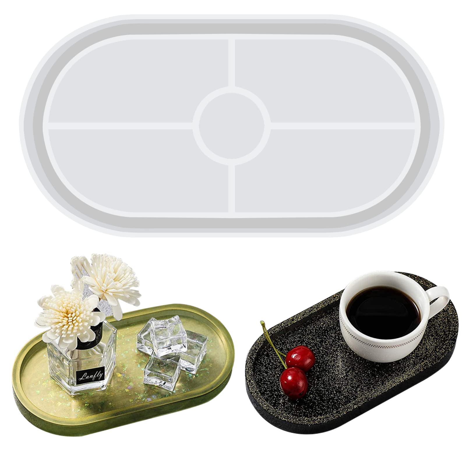 Oval Silicone Mold Silicone Dish Coaster Resin Mould Useful Oval Plate Epoxy Casting Mold Cup Mat Mould Jewelry Trinket Bead Storage Tray Mould for Home Decoration DIY Art Craft