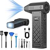 Earglow Compressed Air Duster, 260000RPM Powerful Mini Electric Dust Blower, Rechargeable Dust Fan with Fast Charging, 4-Gear Adjustable Air Blower for Computer/House/Outdoor/Car, Gifts for Men
