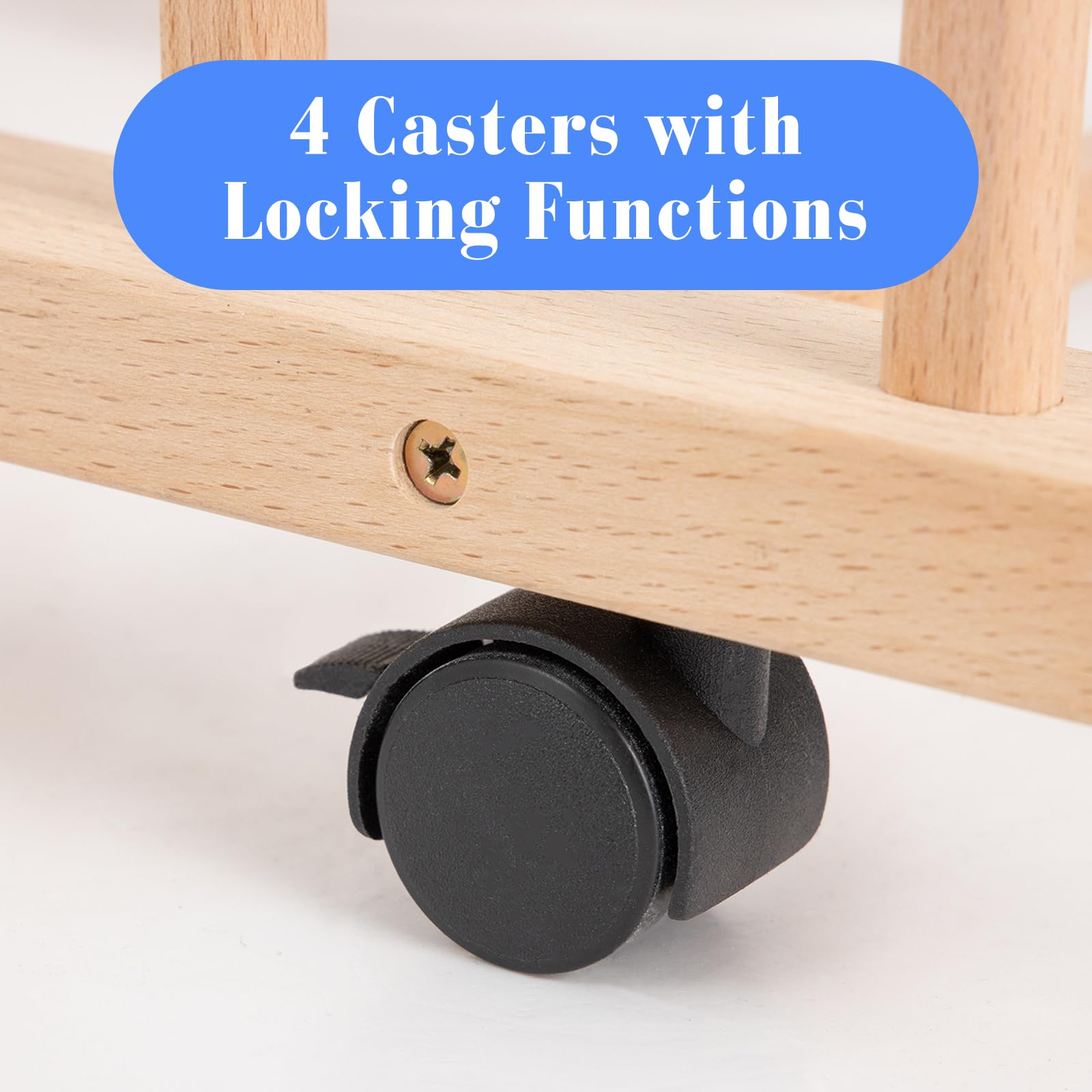 Large Art Drying Rack with Four Caster Wheels and Handle - Solid Wooden Canvas Storage Stand for Drawing Boards, Frames, Panels, Paintings, and Artworks Display