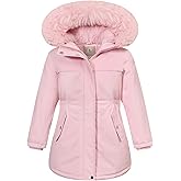 CICVSOC Girls Waterproof Winter Jacket Fleece Lined Hooded Coat,Kid's Warm Insulated Parka for School & Outdoor Play