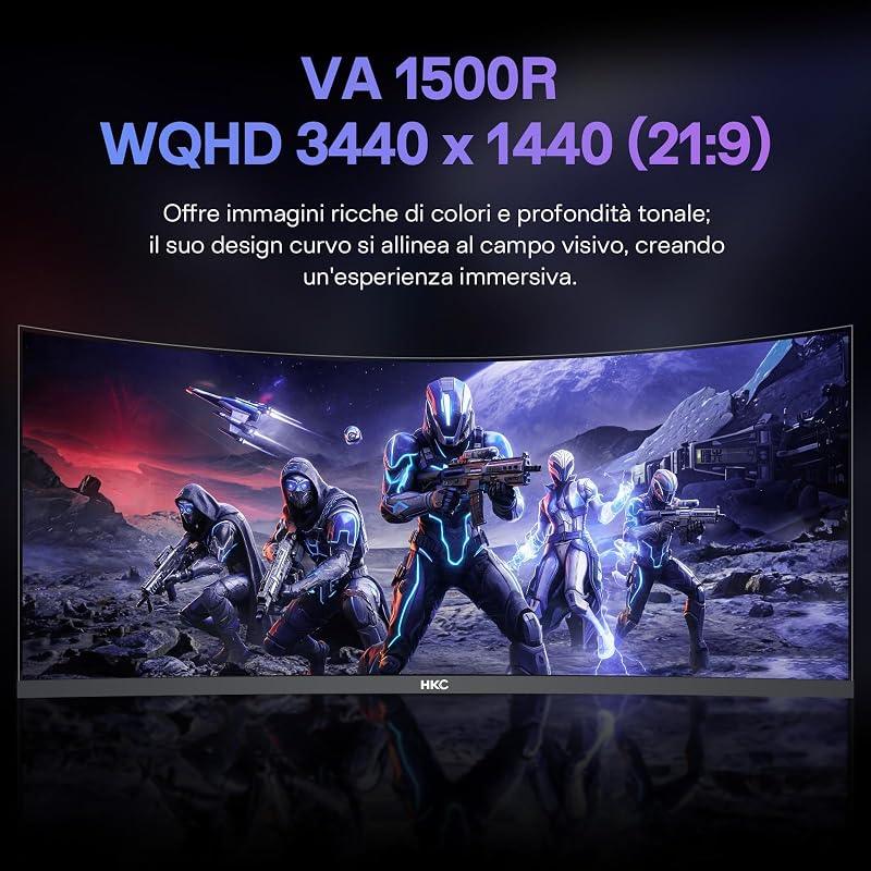 Monitor Gaming Curvo 34 Pollici, UWQHD 120Hz, R1500, HDR400