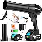 Leaf Blower Cordless with Extended Nozzle, 6 Speed Modes Turbo Jet Blower for Drying, Cordless Leaf Blower with 4.0AH Battery and Charger, Handheld Mini Leaf Blowers for Lawn Care, Patio, Car, Garage