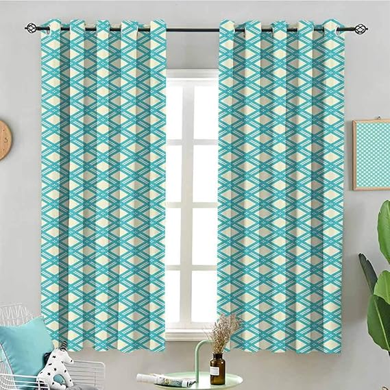 Amazon.com: MDOUWoo UV Blockout Curtain Panels Diagonal and Blue