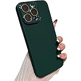 Caseative for iPhone 15 Pro Max Case,Solid Color Full Camera Lens Protection Phone Case (Dark Green)