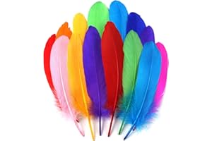 THARAHT 120pcs Mix Colur Goose Feathers Natural bulk 6-8 inch 15-20cm for Crafts DIY Cosplay Wedding Party Halloween Decoration Goose Nagoire Feathers