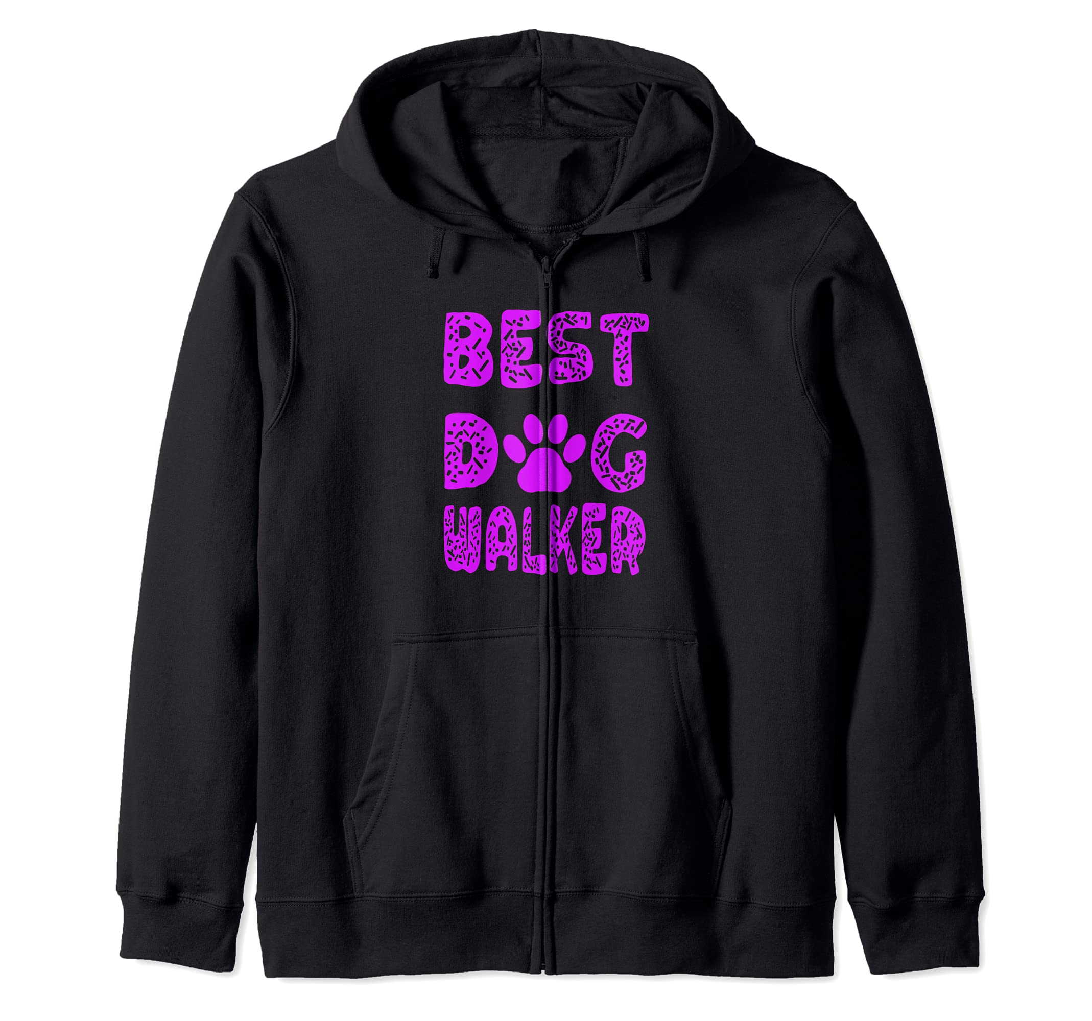 Best Dog Walker with Dog Paw Print Zip Hoodie