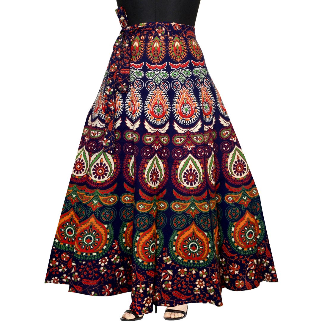 mudrika women's cotton wrap around skirt with elegant print (sk_5299, multicolour, free size)