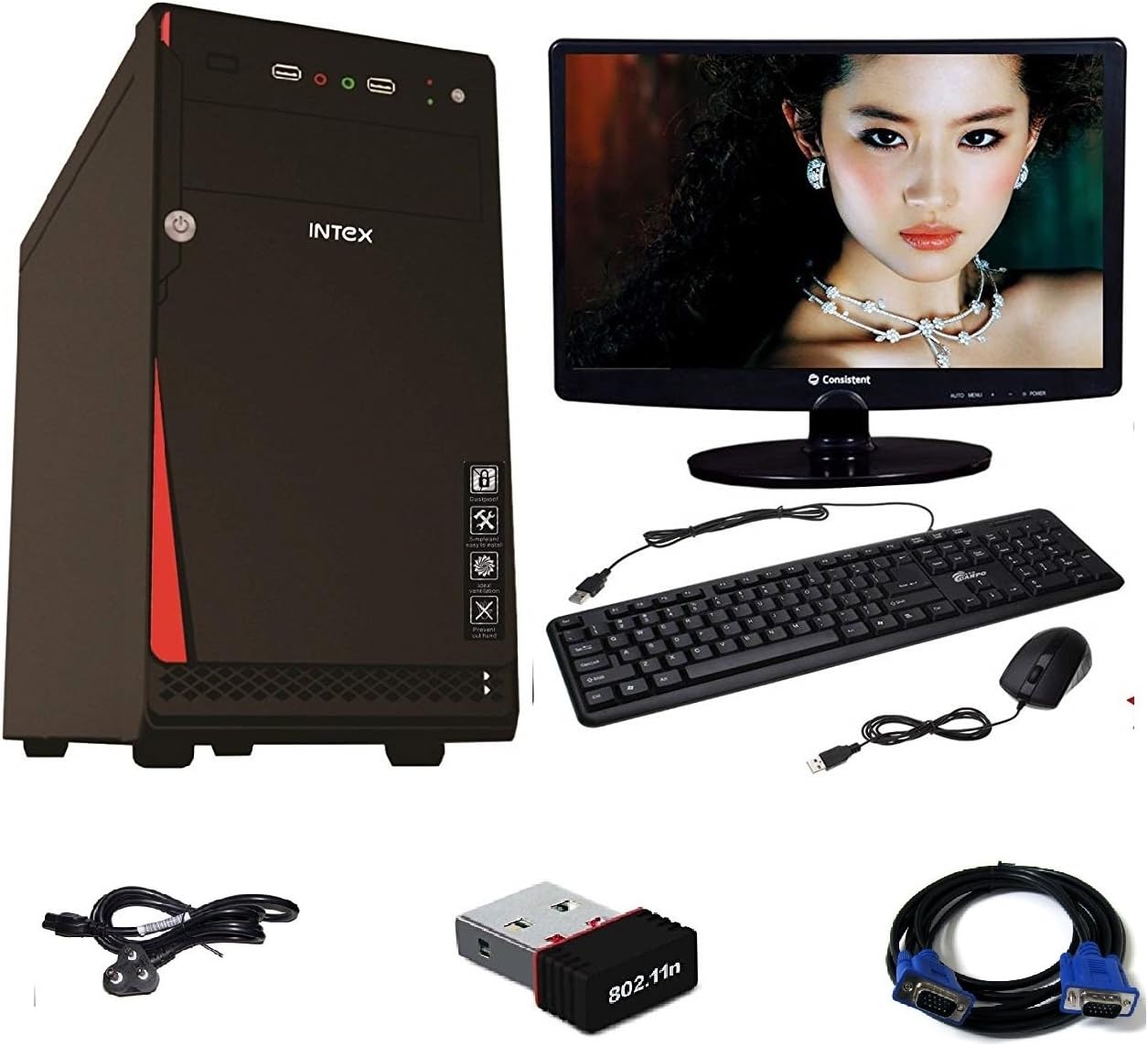 Rolltop® Assembled Desktop Computer |INTEL CORE 2 DUO 2.9 GHZ Processor |G 31 Motherboard | 15.6 inch LED Monitor | USB Keyboard Mouse | Mini Wi Fi USB Adaptor | Windows 7(Trial) | MS OFFICE Trial Installed (RAM 4GB/HD 500 GB)