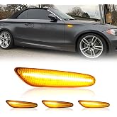 Mynoway 2Pcs Front Sequential LED Side Marker Lights Replacement for 2003-2013 E60 E61 E90 E91 E92 E93 E81 E87 E82 E88 E83 X3 328i 325i 135i 128i 325xi Clear Lens Turn Signal Indicator Dynamic Lamp.