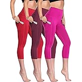 NELEUS Women's Tummy Control High Waist Capri Running Leggings Yoga Pants with Pocket