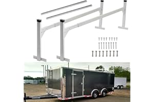LITBM Trailer Ladder Rack, 6FT to 9FT Adjustable Aluminum Trailer Roof Ladder Rack for Universal Enclosed and Open Trailers, 400 lbs Capacity