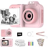 Kids Camera Instant Print, 1080P HD Dual-Lens Selfie,Toddler Digital Camera with 5 Rolls Paper & 32GB Card, Children Christmas Birthday Gifts Toys for Age 3 4 5 6 7 8 9 10 11 12 Years Old Girls Boys