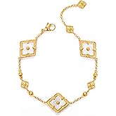 ChicU Clover Bracelets for Women - Four Leaf Clover Bracelet, Double-Sided Gold Lucky Bracelets, Birthday gift bracelet Jewelry Gifts