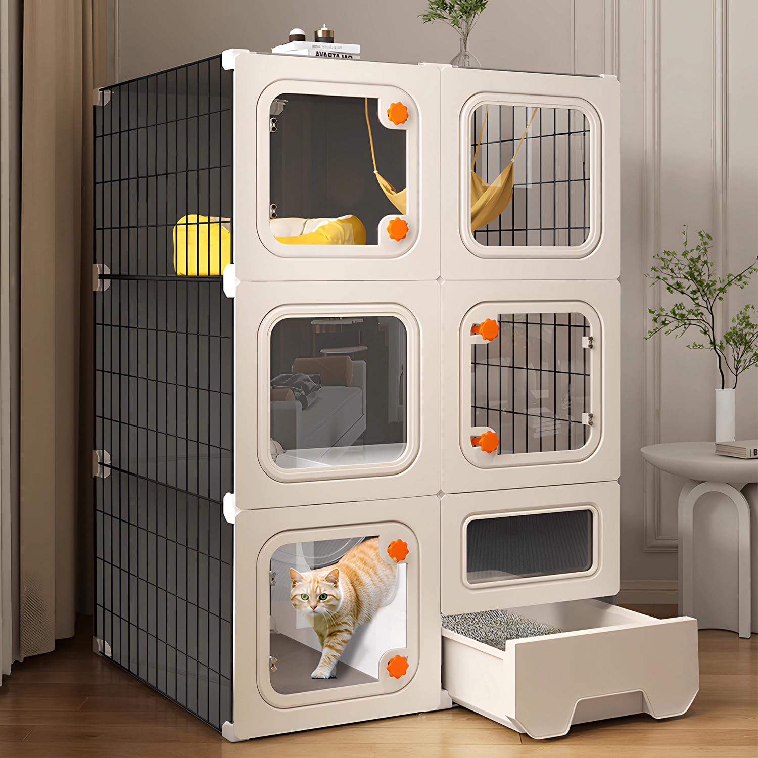 Photo 1 of ***BOTTOM DRAWER FOR LITTER IS DIRTY NEEDS CLEANING*** Cat Cage Cat Enclosure with Litter Box, Cat Playpen Detachable Metal, Cat Cage Indoor and Outdoor, Ferret Cage, Rabbit Cage