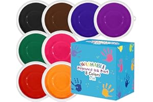 CRAFTYMANOR 7 Inch Large Ink Pad for Kids Washable | Washable Stamp Pads for Classroom Stamps, Scrapbook Supplies Kit & Fabric Crafts (8 Colors)