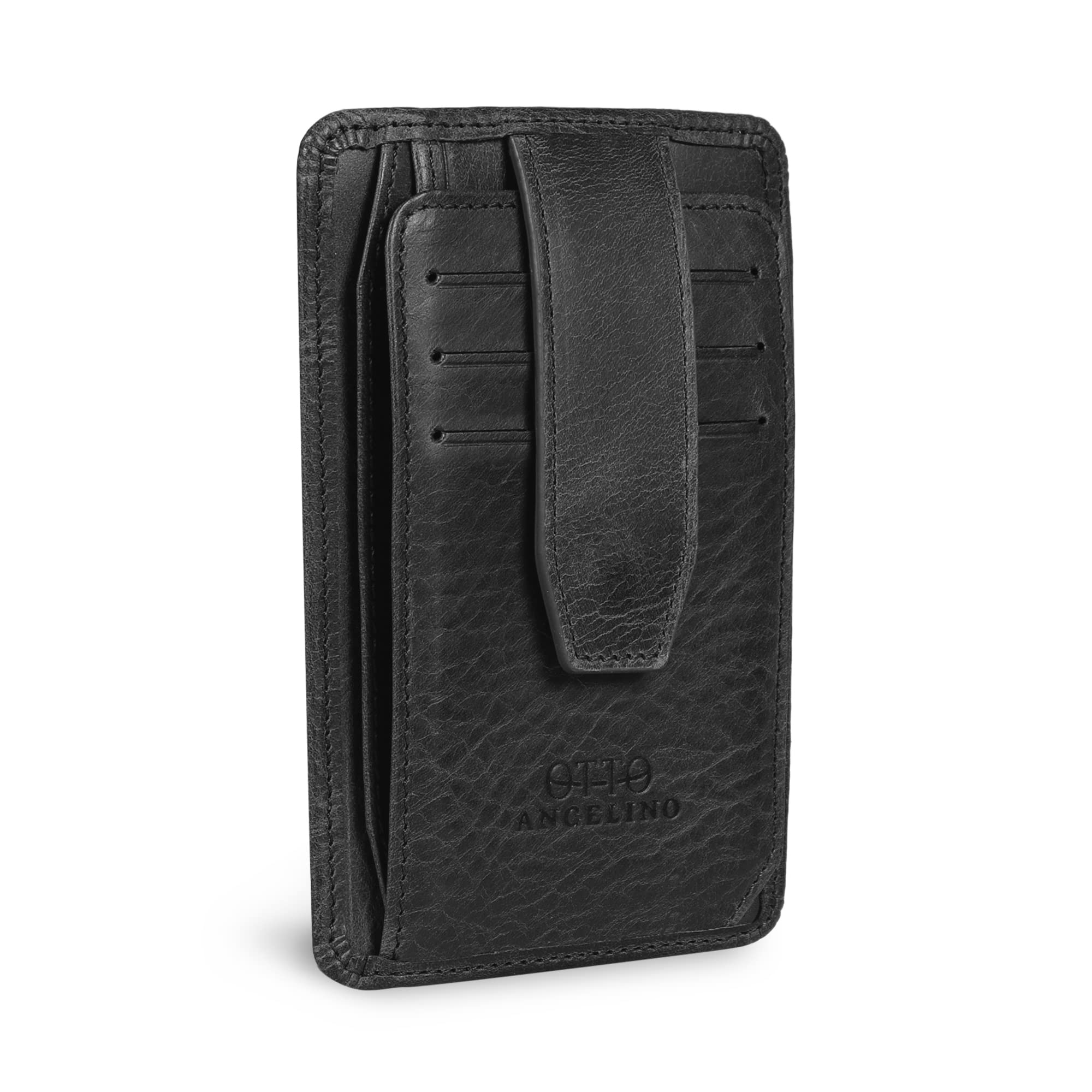 Otto Angelino RFID Blocking Minimalist Men’s Wallet - Slim, Italian Leather Credit Card Holder and Zippered Coin Slot