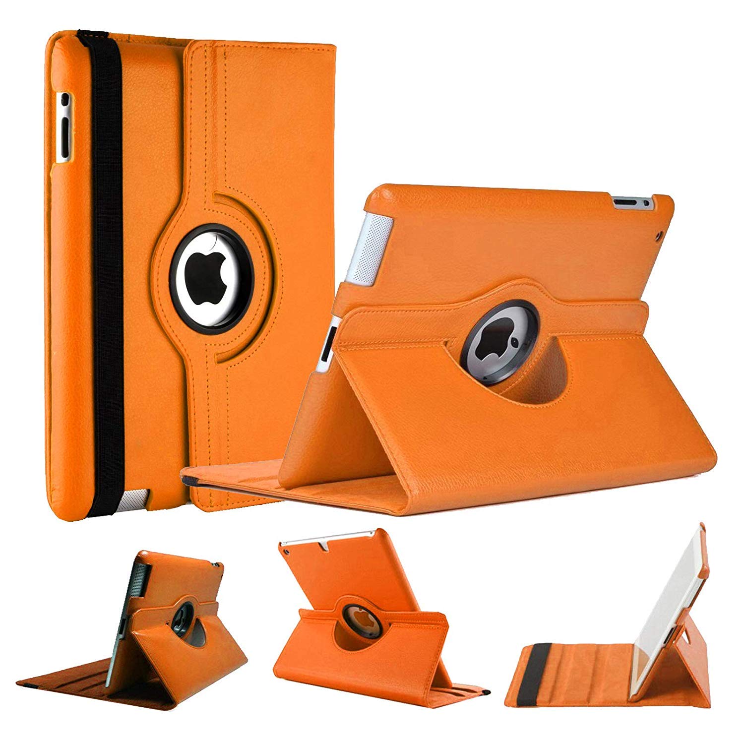 World Biz Rotating Case for iPad Mini 1, Mini 2 and mini 3-7.9" (2012, 2013, 2014) 360° Rotation Shockproof PU Leather Book Flip Folio Protection Cover With Auto Sleep/Wake (Orange)