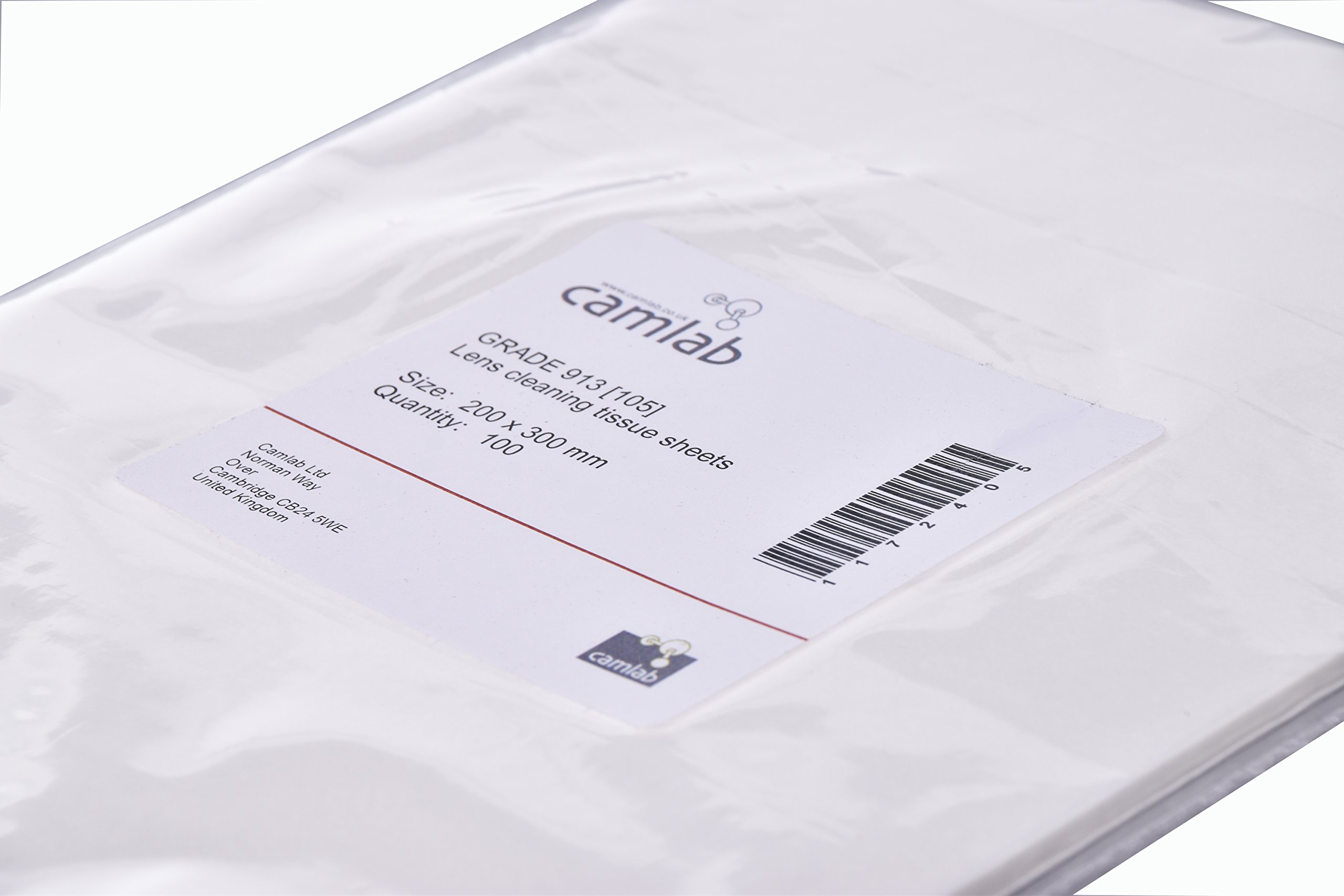 Camlab Lens Cleaning Tissue Wipes Type 913 [105 Equivalent] 200x300mm Pack of 100