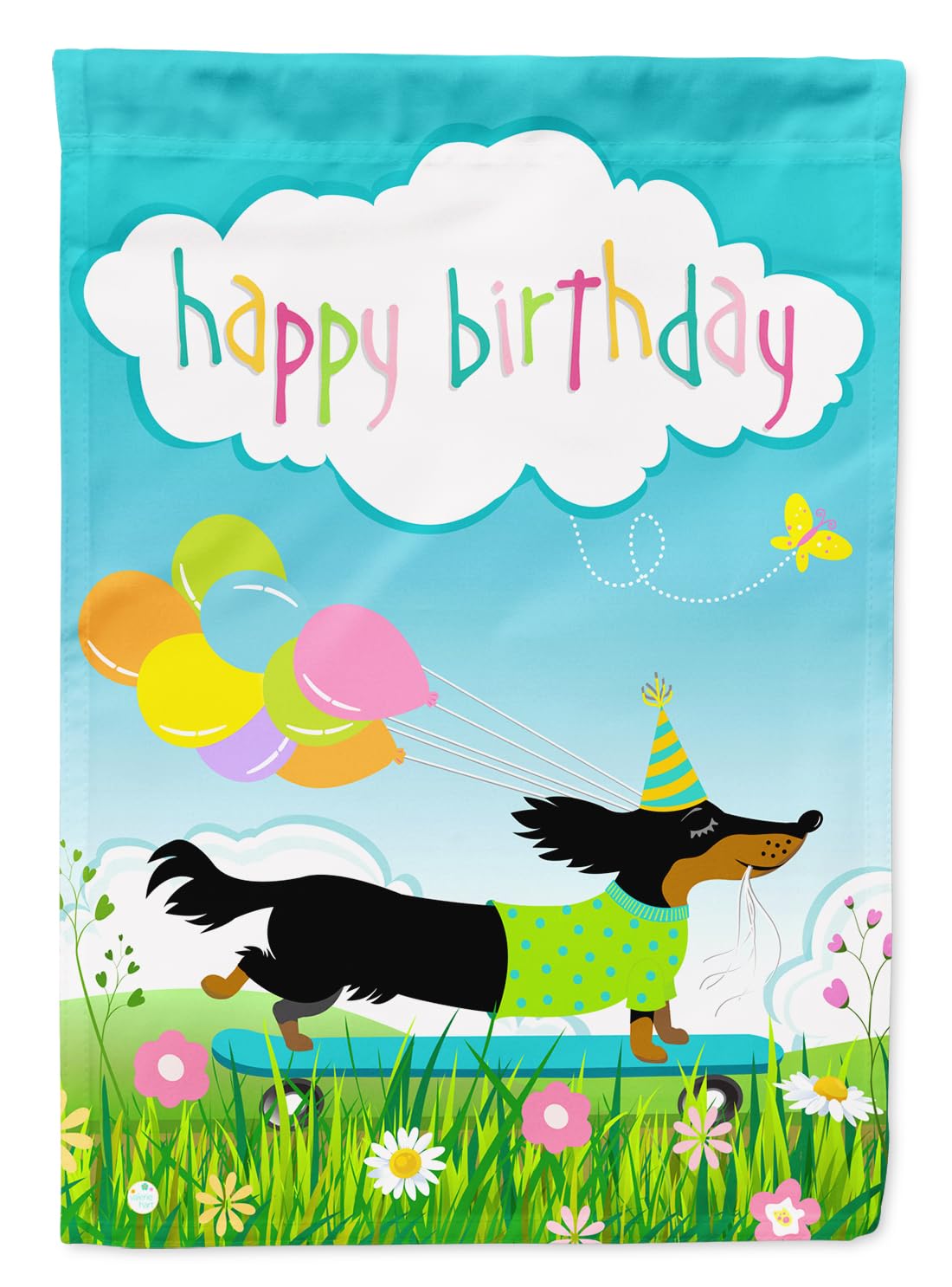 Caroline's Treasures VHA3029GF Happy Birthday Dachshund Garden Outdoor-Flags, Multicolor