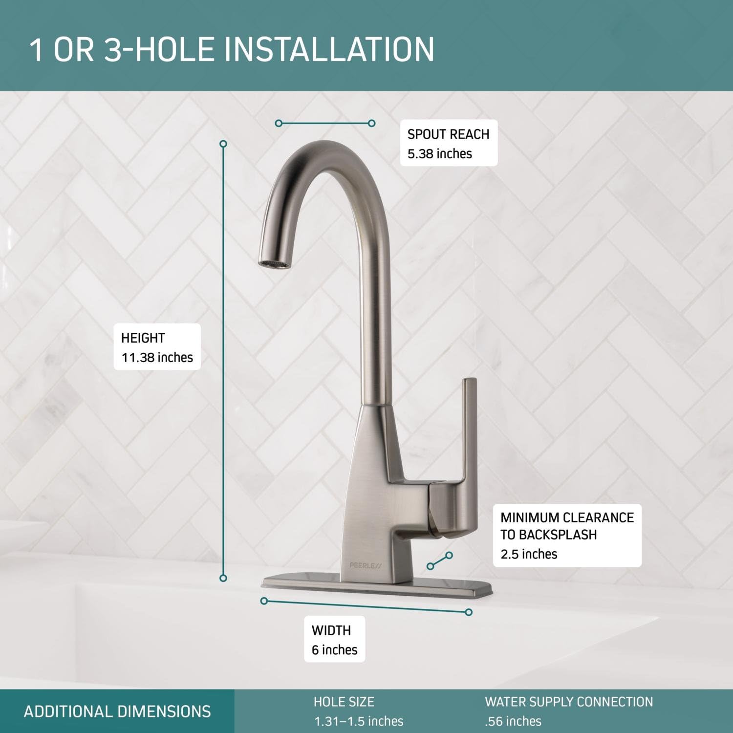 Peerless Xander Single-Handle Bar-Prep Kitchen Sink Faucet, Stainless P1819LF-SS - - 