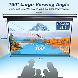 Motorized Projector Screen Pull Down 100 Inch 16:9