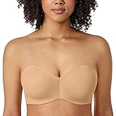 DELIMIRA Women's Strapless Bra Silicone-Free Minimizer Bandeau Plus Size Unlined Taupe Tan 36A
