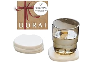 Dorai Home Stone Coaster Set – 4 Absorbent Diatomite Coasters for Instant Drying, Modern Design, Sandstone