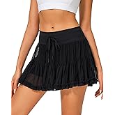 Stelle Women's High Waist Athletic Skorts with Shorts Pockets Ruffle Hem Flowy Skirts Mini Tiered Short Skirt Casual Summer