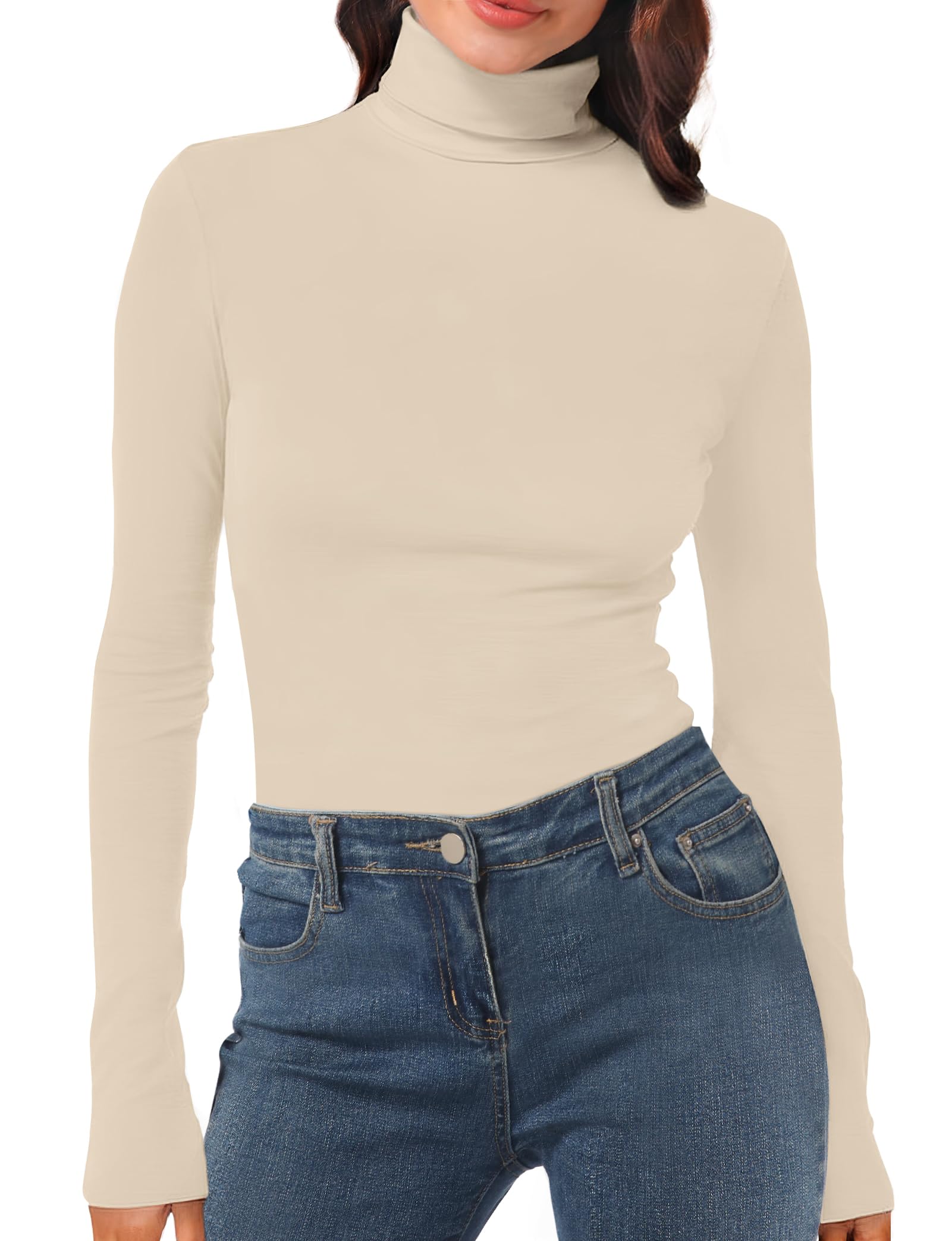 Womens Long Sleeve Turtleneck T-Shirts Mock Neck