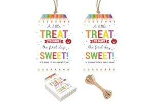G2PLUS Back to School Gift Tags, 50PCS Welcome Back to School Tags, A Little Treat to Make The First Day Sweet Tag with String for Students, Teachers, Staffs