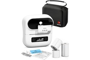 Phomemo Label Maker, Bluetooth Label Printer for Barcode, Address, Home, Mailing, Small Business, Clothing, Portable Label Maker Easy to Use with 3 Rolls Label & Bag