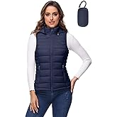 ROYAL MATRIX Packable Puffer Vest for Women Lightweight Winter Warm Puffy Vest with Detachable Hood