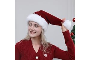 Slsxip Christmas Hat, Santa Hat, Xmas Holiday Hat for Adults, Super Soft Plush Santa Hat for Xmas New Year Party Headwear