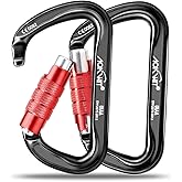 30KN Auto Locking Carabiner Clip Twist Lock UIAA Certified Large Climbing Carabiner Heavy Duty Carabiner for Rock Tree Climbing Rappelling Mountaineering Caving Rescue Arborist Aerial Yoga