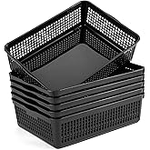 Aebeky A4 Size Plastic Paper Storage Trays,Desktop File Organizer Baskets,6-Packs (Black)