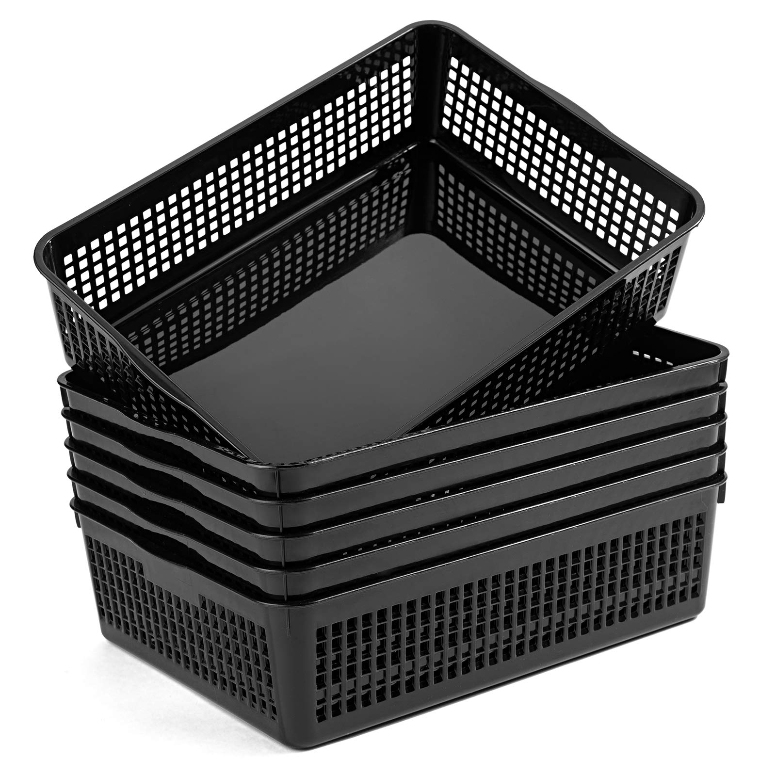Photo 1 of Aebeky A4 Size Plastic Paper Storage Trays,Desktop File Organizer Baskets,6-Packs (Black)